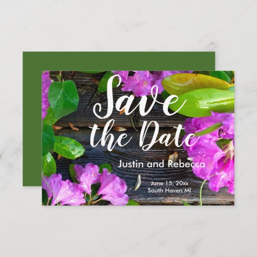 Elegante rosa Blumen rosa Azaleen rosa Blume Save The Date (Vorne/Hinten)