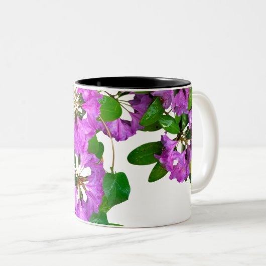 Elegante rosa Blumen rosa Azaleen rosa Blume Zweifarbige Tasse (VorderseiteRechts)