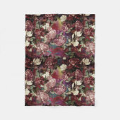 Elegante rosa Blumen rotes Muster Fleecedecke (Vorderseite)