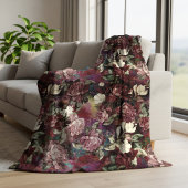 Elegante rosa Blumen rotes Muster Fleecedecke