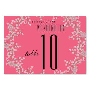 Elegante rosa Blumen- und Perlen-Hochzeitstisch-Nu Tischnummer