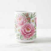 Elegante rosa Blumen-Wasserfarbe-Kaffeetasse" Kaffeetasse (Mittel)