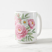 Elegante rosa Blumen-Wasserfarbe-Kaffeetasse" Kaffeetasse (VorderseiteRechts)