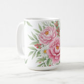 Elegante rosa Blumen-Wasserfarbe-Kaffeetasse" Kaffeetasse (Vorderseite Links)