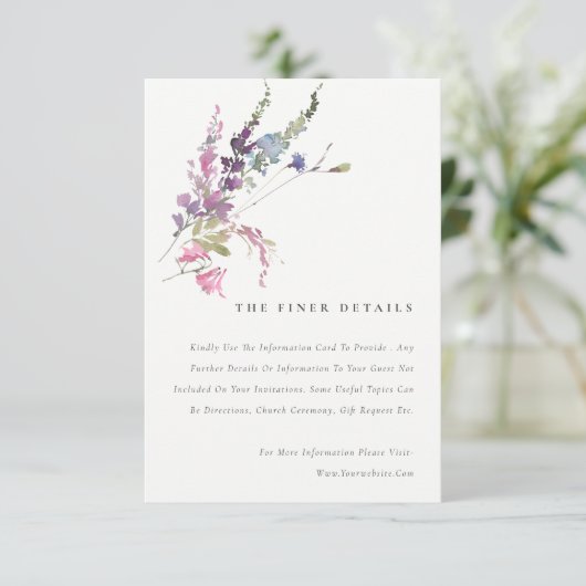 Elegante Rosa Blumendetails Begleitkarte (Stehend Vorderseite)