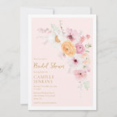 Elegante rosa Blumendusche Einladung (Vorderseite)