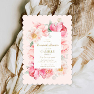 Elegante rosa Blumendusche Einladung
