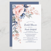 Elegante rosa Blumendusche Einladung (Vorne/Hinten)