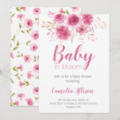 Elegante Rosa Blumendusche Einladungskarte (Vorne/Hinten)
