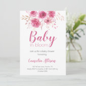 Elegante Rosa Blumendusche Einladungskarte (Stehend Vorderseite)