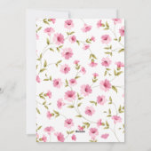 Elegante Rosa Blumendusche Einladungskarte (Rückseite)