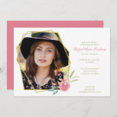 Elegante rosa Blumenfeier des Leben-Begräbnisses Dankeskarte (Vorne/Hinten)