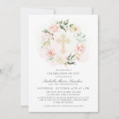 Elegante rosa Blumenfeier zur Beerdigung des Leben Einladung (Vorderseite)