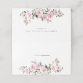 Elegante rosa blumengedeckte Platzkarte (Außenseite Aufgefaltet)
