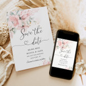 Elegante, rosa, blumengeschmückte Save the Date Ka