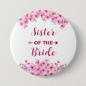 Elegante, rosa, blumengeschmückte Schwester der Br Button (Vorderseite)