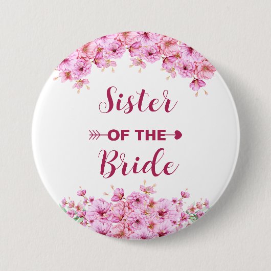 Elegante, rosa, blumengeschmückte Schwester der Br Button (Vorderseite)