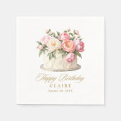 Elegante rosa Blumengestecktorte feminine Geburtst Serviette (Vorderseite)