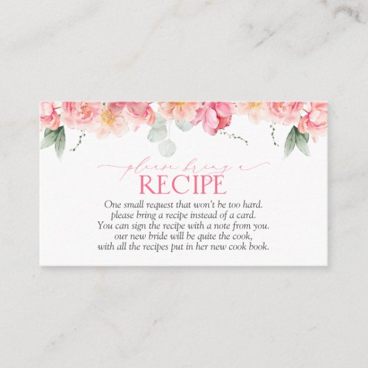 Elegante Rosa Blumengrün Bitte bringen Sie ein Rez Begleitkarte (Vorderseite)