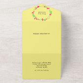 Elegante Rosa Blumengrün Hellgelbe UAWG All In One Einladung (Außenbereich)