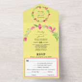 Elegante Rosa Blumengrün Hellgelbe UAWG All In One Einladung (Innen Boden)