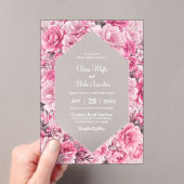 Elegante rosa Blumenhochzeit Acryleinladungen (Insitu (Handheld))