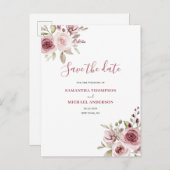 Elegante rosa Blumenhochzeit Ankündigungspostkarte (Vorne/Hinten)