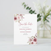 Elegante rosa Blumenhochzeit Ankündigungspostkarte (Stehend Vorderseite)