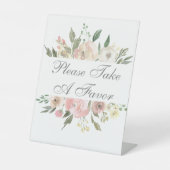 Elegante rosa Blumenhochzeit Bitte nehmen Sie eine Sockelschild (Vorderseite)