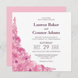 Elegante rosa Blumenhochzeit Einladung