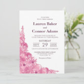 Elegante rosa Blumenhochzeit Einladung (Stehend Vorderseite)