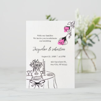 Elegante rosa Blumenhochzeit Einladung