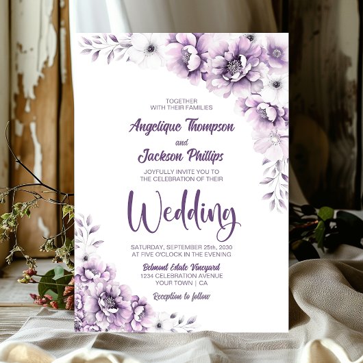 Elegante rosa Blumenhochzeit Einladung