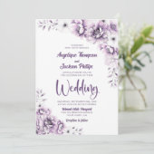 Elegante rosa Blumenhochzeit Einladung (Stehend Vorderseite)