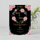 Elegante rosa Blumenhochzeit Folieneinladung (Stehend vorne)