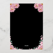 Elegante rosa Blumenhochzeit Folieneinladung (Rückseite)