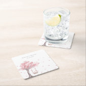 Elegante rosa Blumenhochzeit Rechteckiger Pappuntersetzer (Vor Ort)