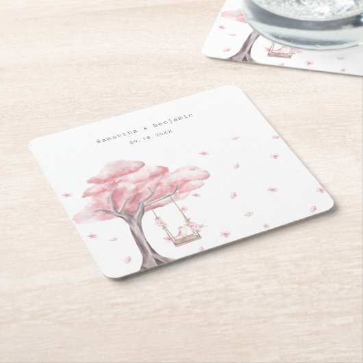 Elegante rosa Blumenhochzeit Rechteckiger Pappuntersetzer (angewinkelt)