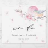 Elegante rosa Blumenhochzeit Schaumweinetikett (Einzelnes Label)