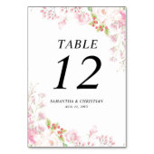 Elegante Rosa Blumenkarte Tischnummer (Rückseite)