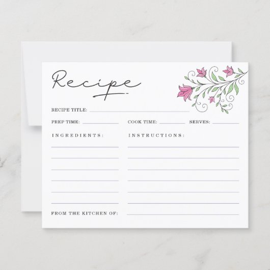 Elegante rosa Blumenkarten mit Brautparty Rezept (Vorderseite)