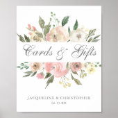 Elegante Rosa Blumenkarten und Geschenke Poster (Vorne)