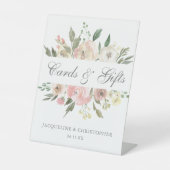 Elegante Rosa Blumenkarten und Geschenke Sockelschild (Vorderseite)
