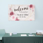 Elegante rosa Blumenkirche Blossom Hochzeitsempfan Banner (Messeveranstaltung)