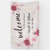 Elegante rosa Blumenkirche Blossom Hochzeitsempfan Banner (Vertikal)