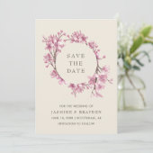 Elegante rosa Blumenkirsche Blossom Hochzeit Save The Date (Stehend Vorderseite)