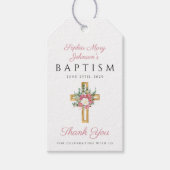 Elegante rosa Blumenkreuz Geschenkanhänger (Vorderseite)