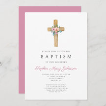 Elegante rosa Blumenkreuz Taufe
