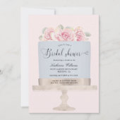 Elegante rosa Blumenkuchen Bridal Dusche Einladung (Vorderseite)