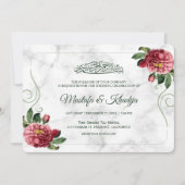 Elegante rosa Blumenmarmor islamische Hochzeit Einladung (Vorderseite)